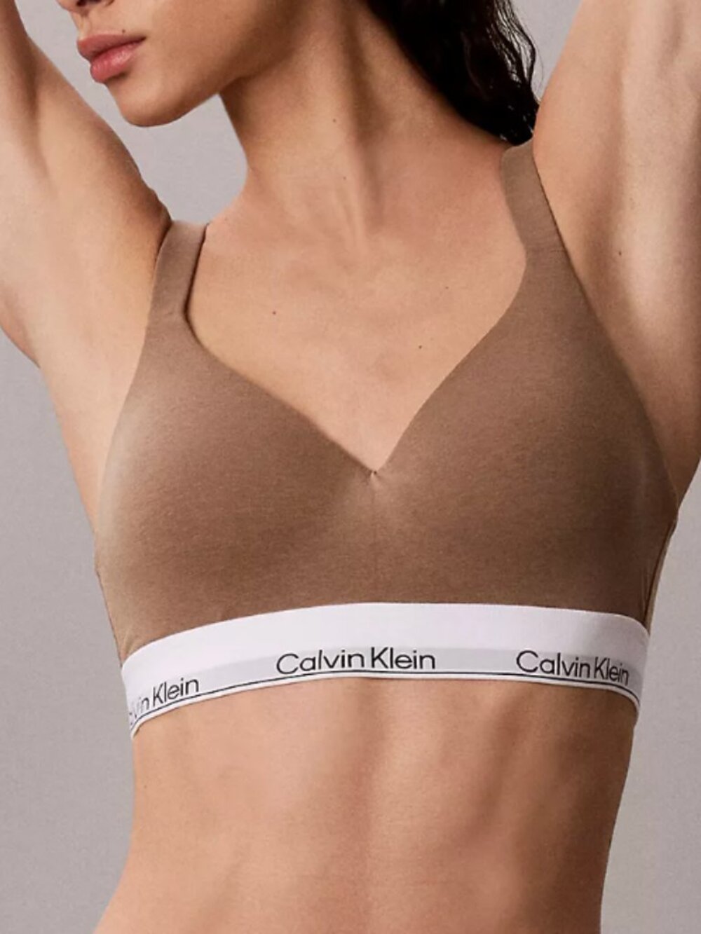 Calvin Klein Icon Cotton Modal Lift Bralette, Soft Mocha, Small